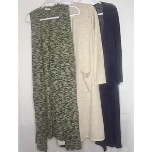 3 LulaRue Dusters 1 Sleeveless 2 Long Sleeve Green Ivory/Beige Blue All Medium